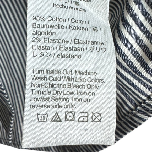 J.Crew Factory Rhinestone Blue & Wht Button Down Stripe Cropped Shirt Size M NWT - Picture 9 of 10